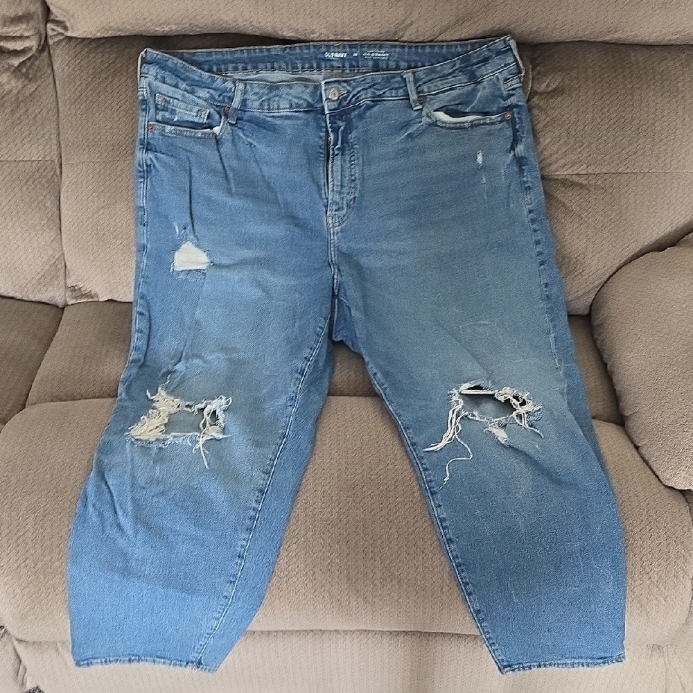 Old Navy Blue Relaxed O.G. Straight Distressed Jeans